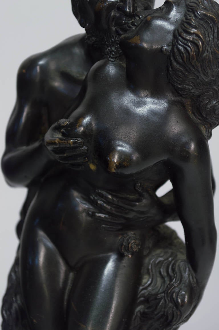 19th Century French Bronze, Satyr and Virgin For Sale