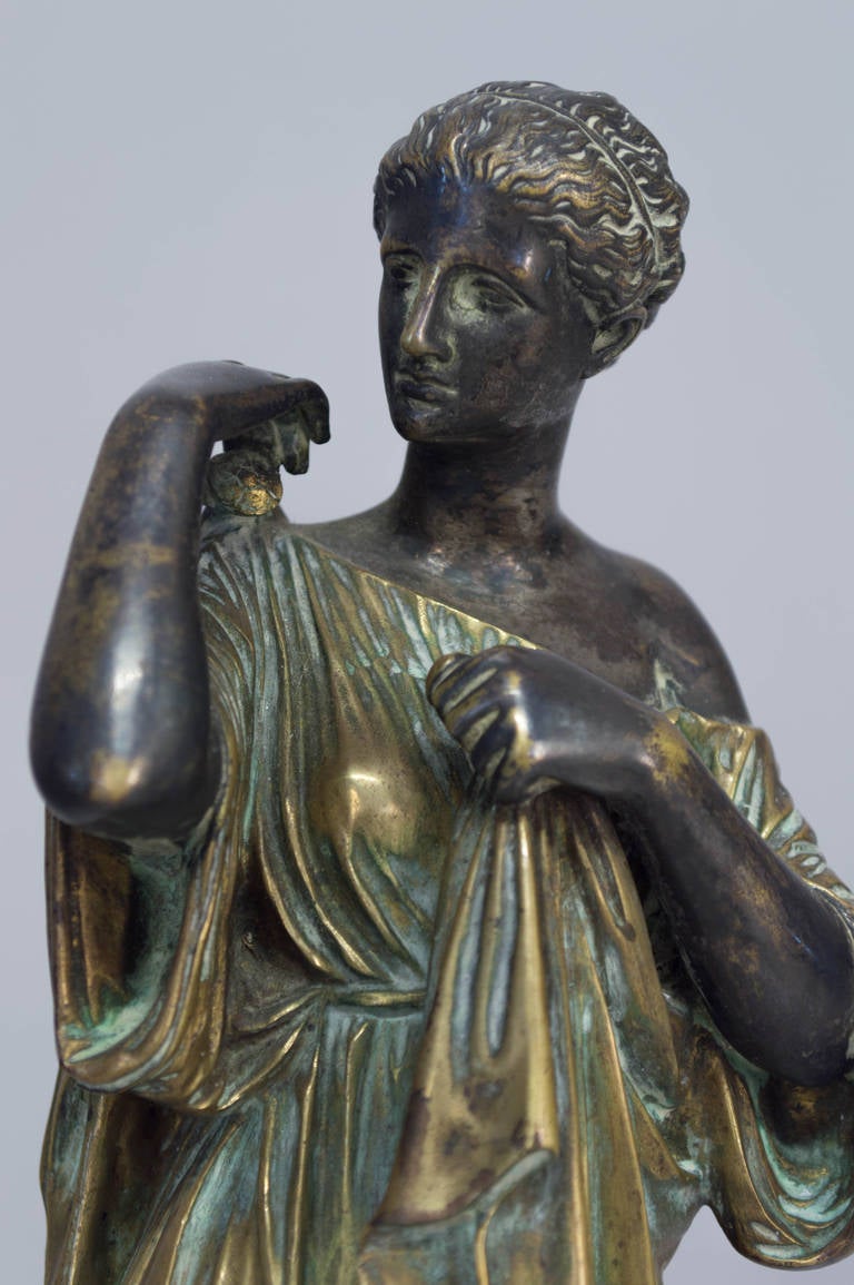19th C. French Bronze Patinated and Dore, Diane de Gabies, Signed A. Lemaire In Excellent Condition In Winter Park, FL