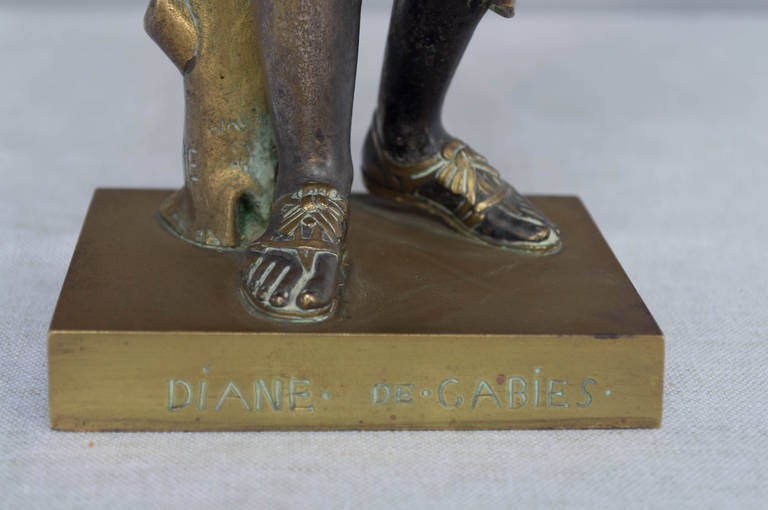 19th C. French Bronze Patinated and Dore, Diane de Gabies, Signed A. Lemaire 6