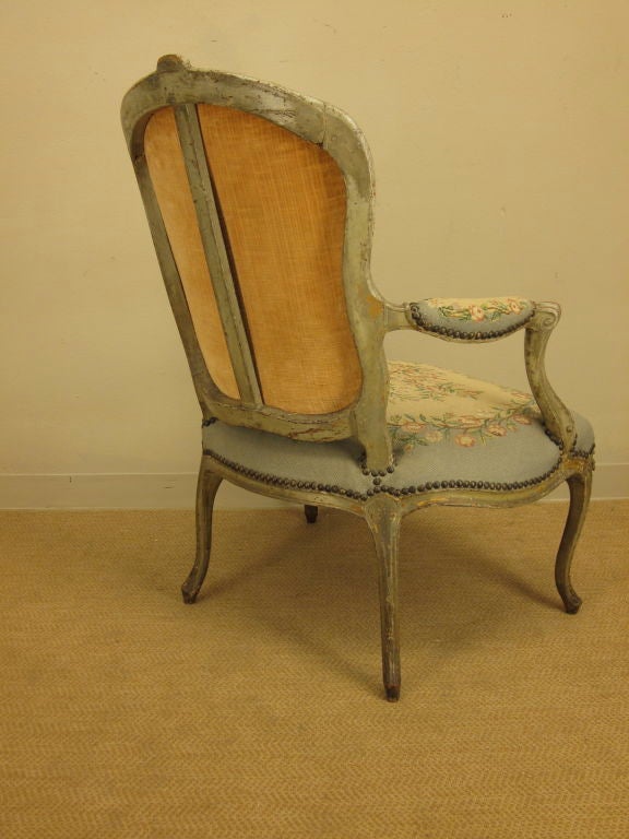 18th Century and Earlier French Single Louis XV Fauteuil or arm chair