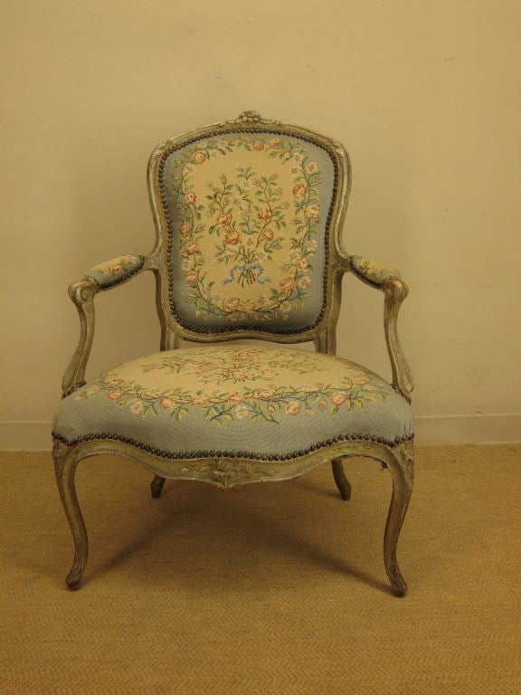 French Single Louis XV Fauteuil or arm chair 1