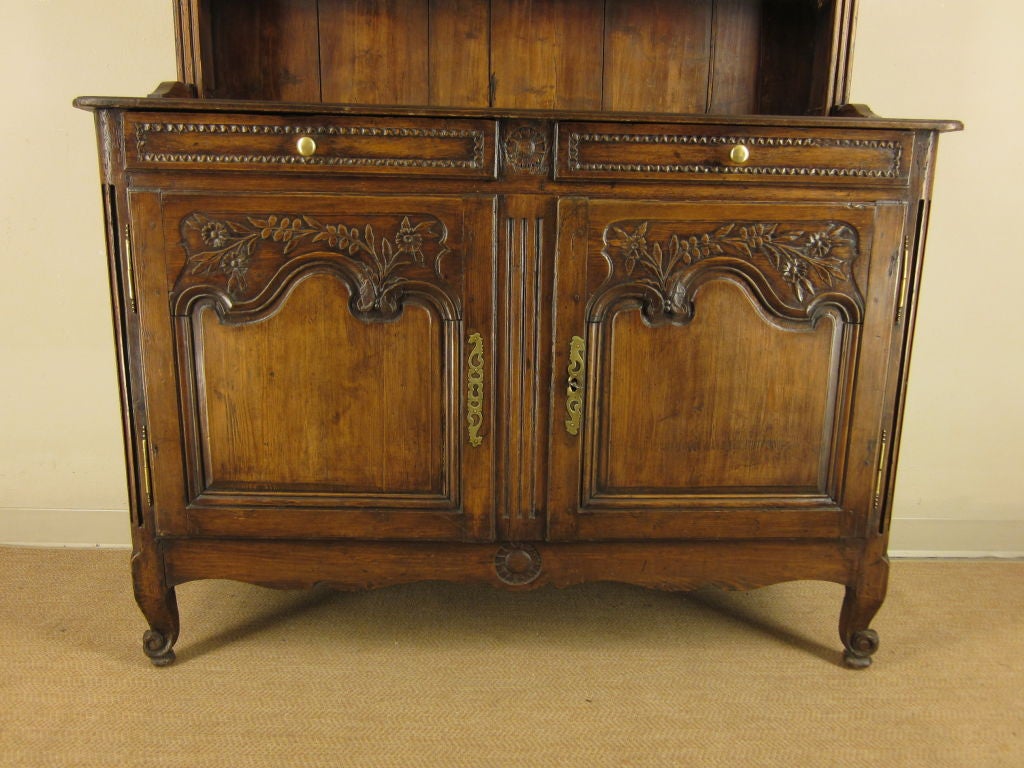Country French Normandy Carved Pine Vaisselier 4