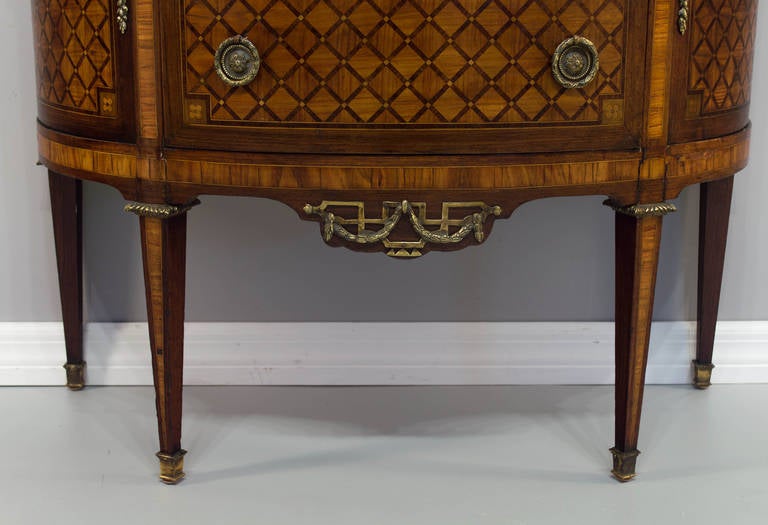 19th c.  Louis XVI Style Marquetry Demilune Commode or Half Moon Chest 2