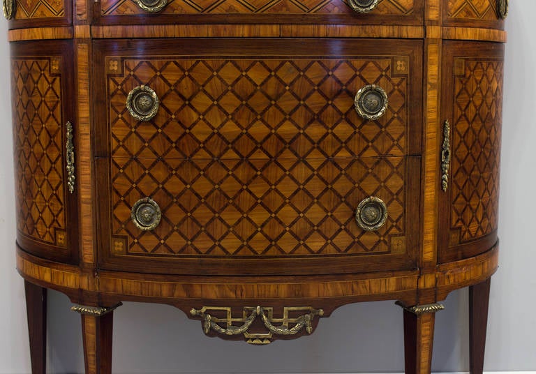 19th c.  Louis XVI Style Marquetry Demilune Commode or Half Moon Chest 3