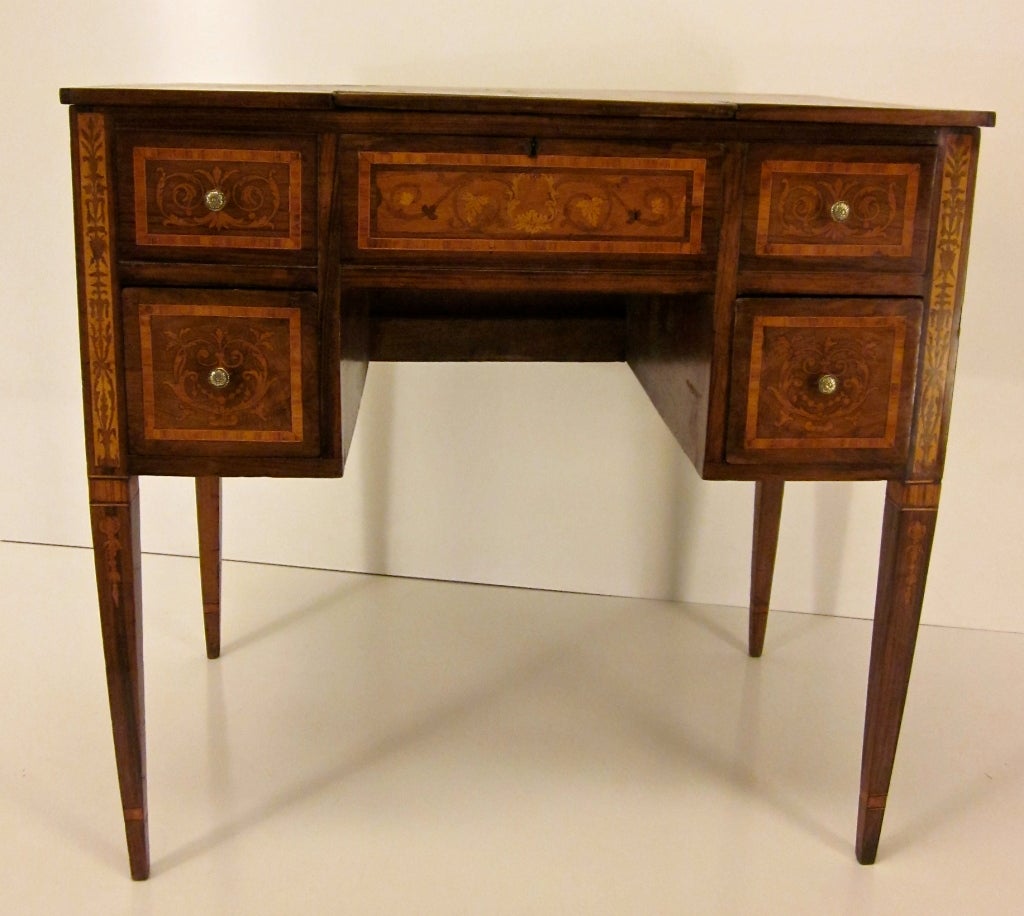 Italian Marquetry Dressing Table or Vanity