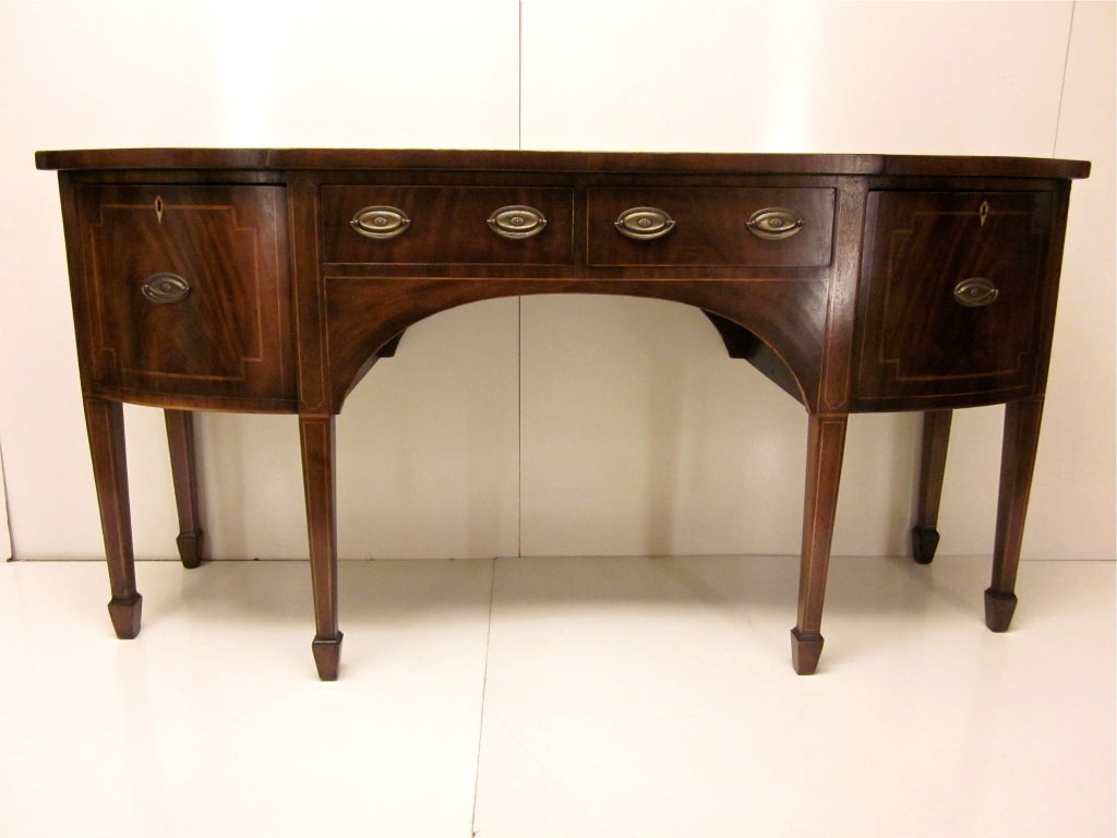English Hepplewhite Bow Front Mahogany Sideboard