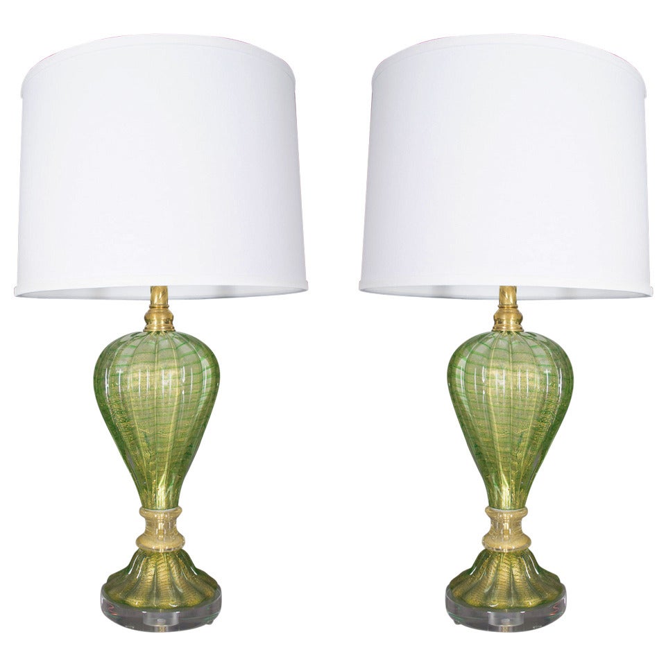 Pair of Italian Murano Glass Lamp