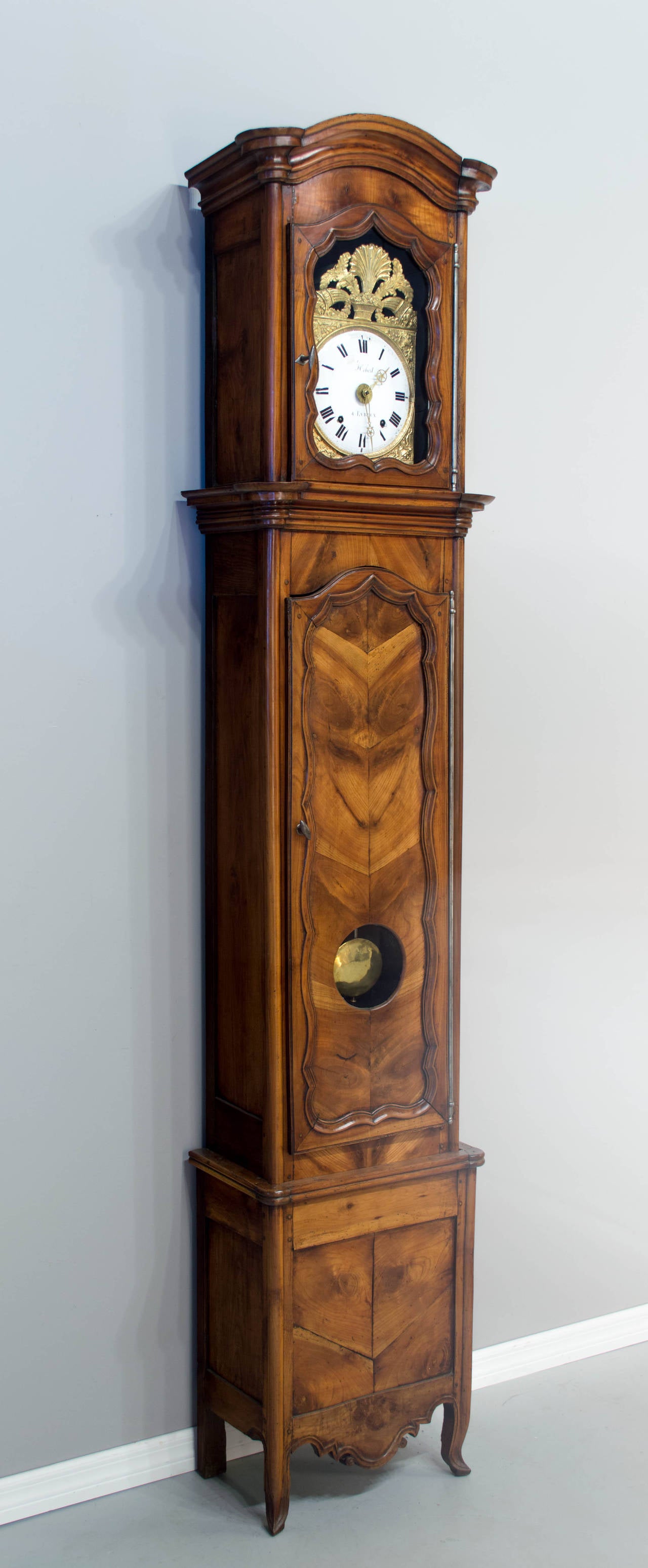 19th C. French Louis XV Style Horloge de Parquet or Tall Case Clock In Excellent Condition In Winter Park, FL