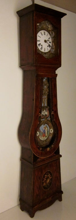 19th c. French Country Tall Case Clock or Comtoise In Good Condition In Winter Park, FL