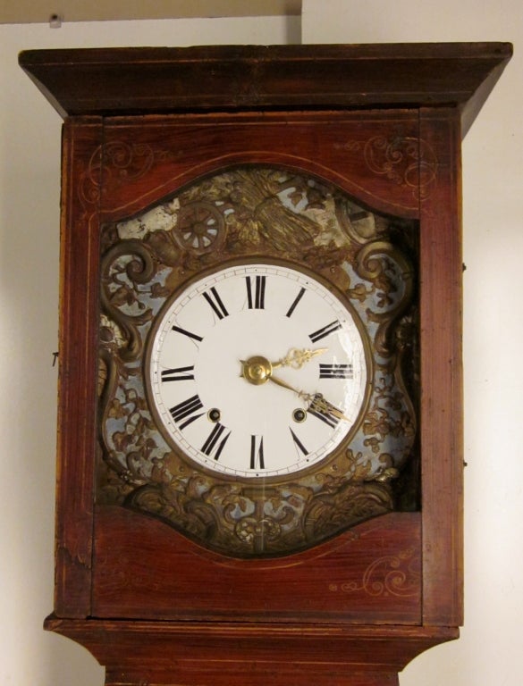 19th c. French Country Tall Case Clock or Comtoise 3
