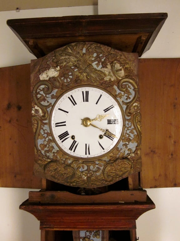 19th c. French Country Tall Case Clock or Comtoise 4