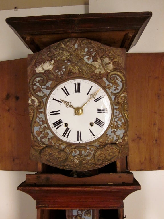19th c. French Country Tall Case Clock or Comtoise 5
