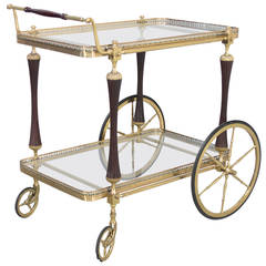 1920s Brass and Mahogany Bar Cart