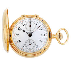 Agassiz Yellow Gold Split-Second Chronograph Hunting Case Pocket Watch