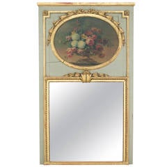 Antique A late 19th c. French Louis XVI Style Trumeau or Mirror