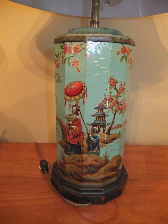 Pair of Chinoiserie Tea Canister Lamps at 1stdibs