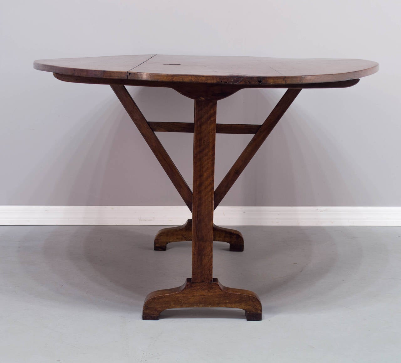 19th Century French Walnut Wine Tasting Table or Tilt-Top Table 1