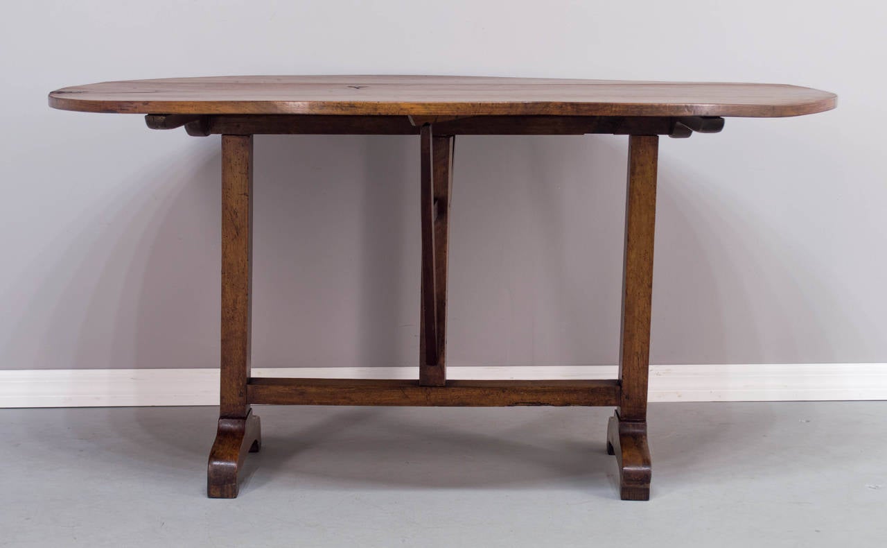 19th Century French Walnut Wine Tasting Table or Tilt-Top Table 2