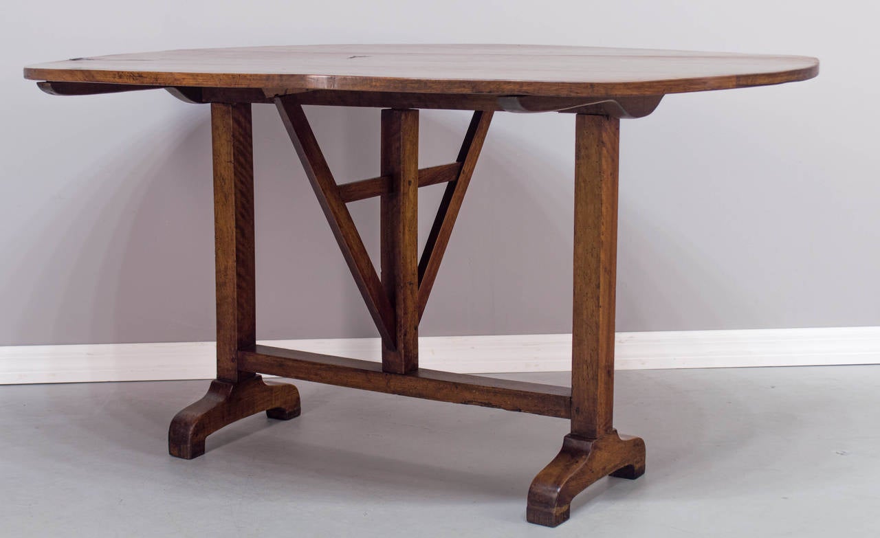 19th Century French Walnut Wine Tasting Table or Tilt-Top Table 3
