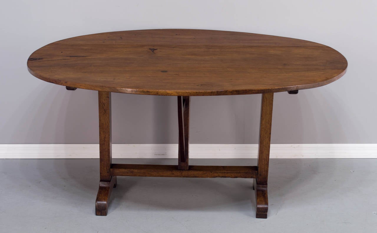 19th Century French Walnut Wine Tasting Table or Tilt-Top Table 4