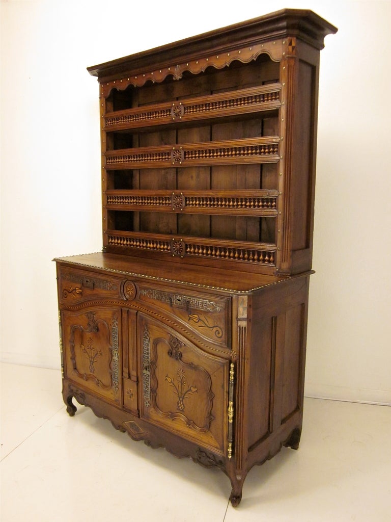 19th Century 19th c. French Brittany Buffet Vaisellier or Hutch, Dated 1832