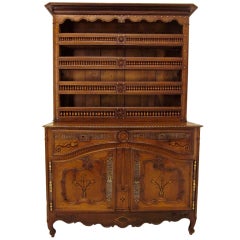 Antique 19th c. French Brittany Buffet Vaisellier or Hutch, Dated 1832