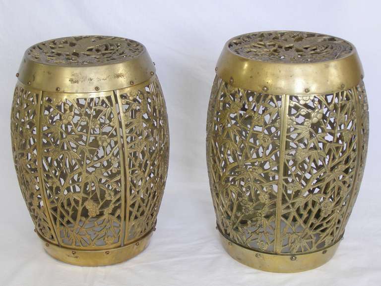 Chinesischen Stil massivem Messing Garten Hocker:: Sitz oder Tisch 3