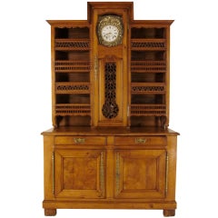 19th c. French Louis-Philippe Buffet Vaisselier with Clock