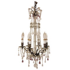 French Brass and Crystal 6-Light Chandelier