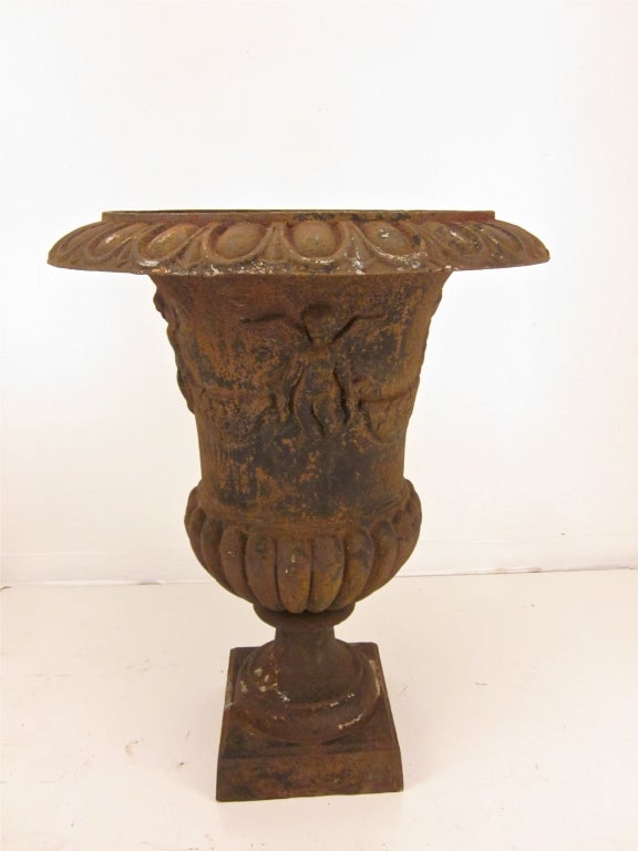 Pair of French Cast Iron Urns