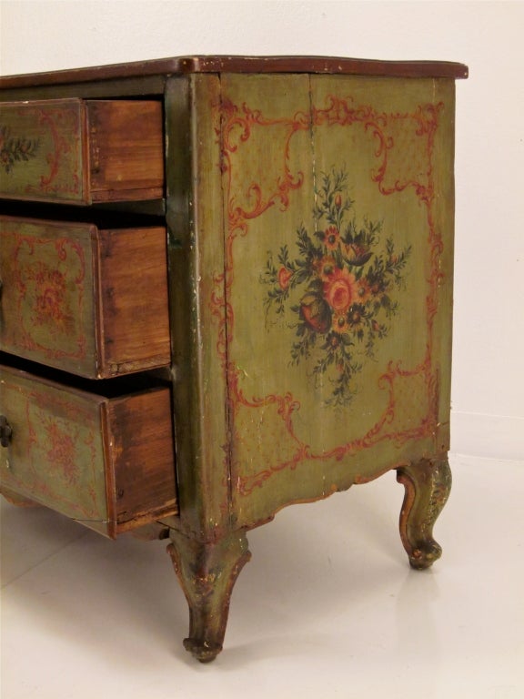 18th Century and Earlier 18th c. Italian Venetian Painted Commode or Chest of Drawers