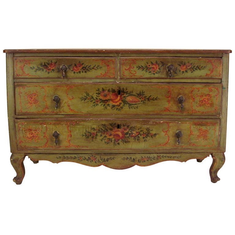 18th c. Italian Venetian Painted Commode or Chest of Drawers