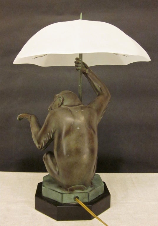 Cast Bronze of Monkey Lamp by Max Le Verrier 