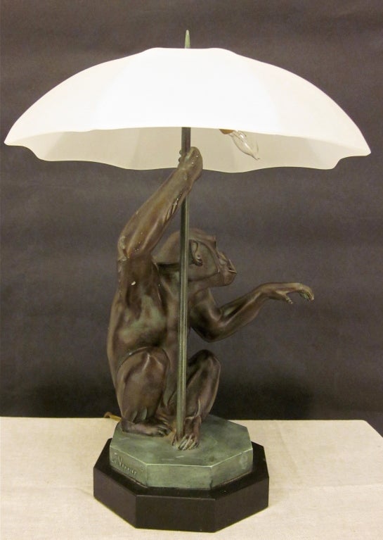 bronze monkey lamp