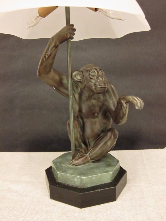 20th Century Cast Bronze of Monkey Lamp by Max Le Verrier 