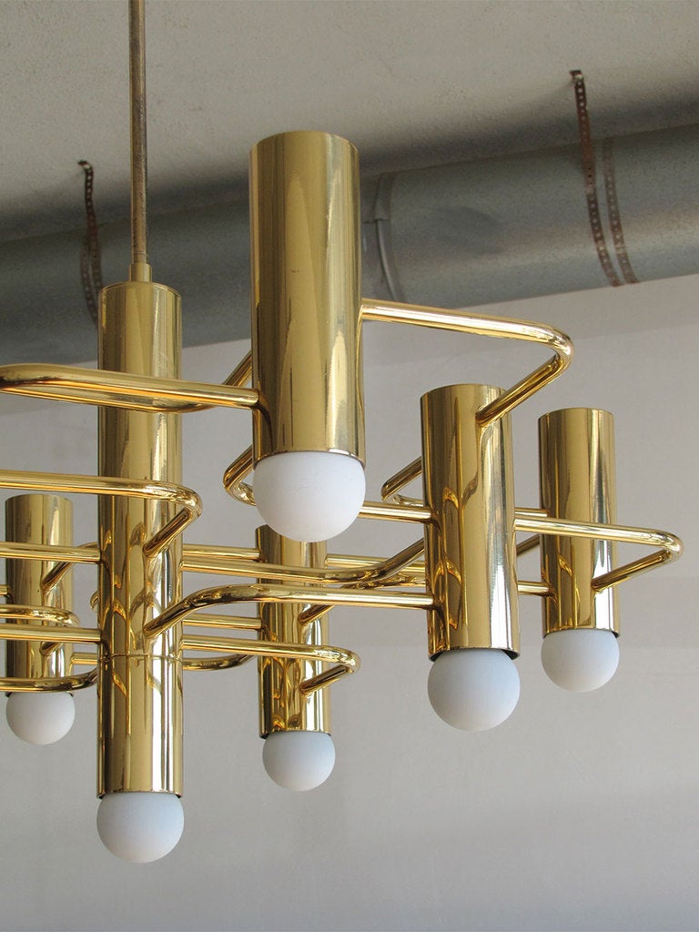 Boulanger Brass Chandelier In Excellent Condition In Los Angeles, CA