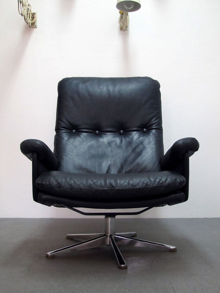 Swiss Pair of De Sede Leather Lounge Chairs