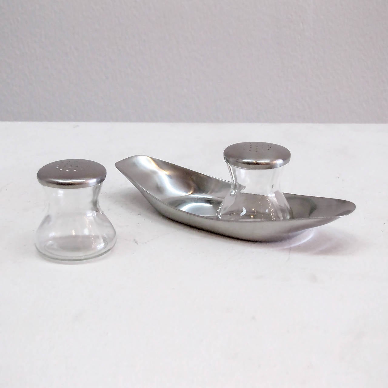 Glass WMF Salt and Pepper Shaker, “Max + Moritz”