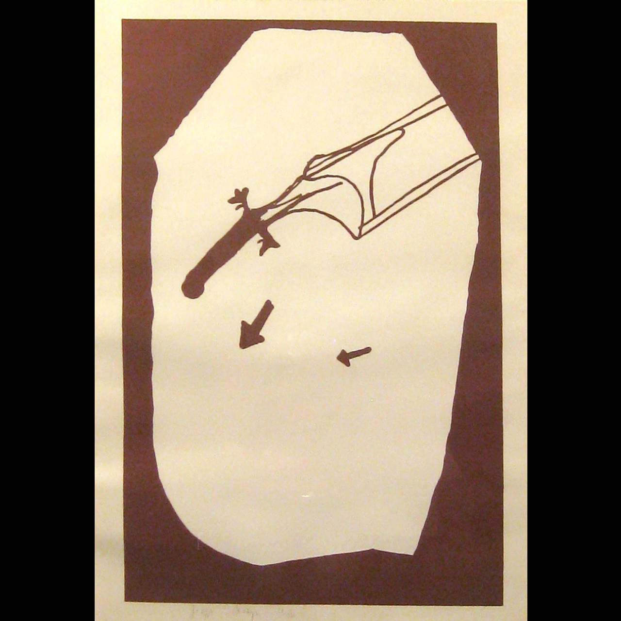 Mid-Century Modern Joseph Beuys Silkscreen in Brown Ink, 'Elch in der Strömung'