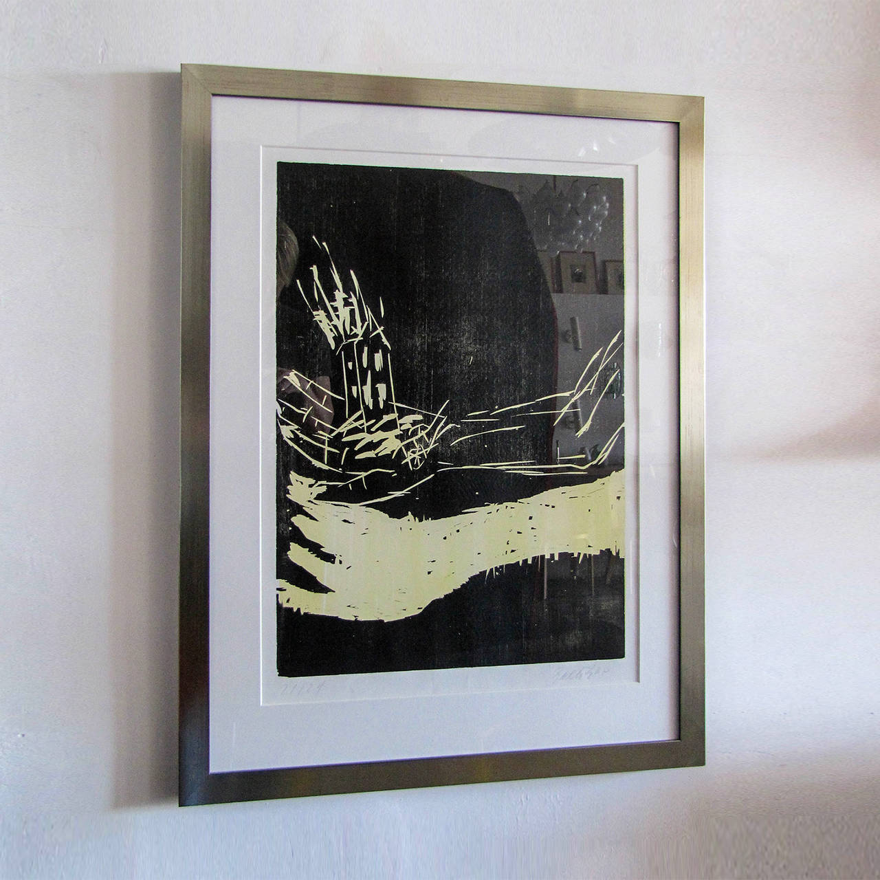 stunning composition by Georg Baselitz, [b. 1938] 'The Hand', limited edition wood cut No. 21/24, signed and dated Baselitz 08, 75 x 53 cm. (98 x 75 cm).