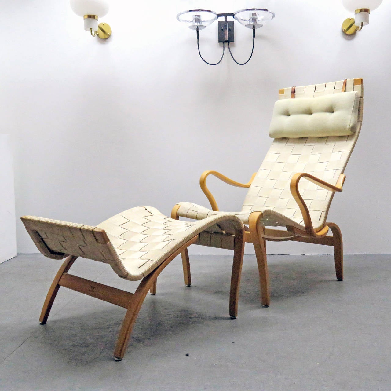 Two Miranda Lounge Chairs and Ottoman by Bruno Mathsson 2