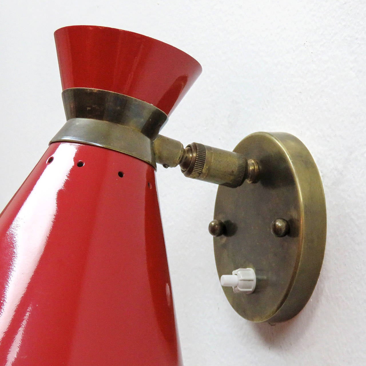 Mid-20th Century Pair of French Double Cone Wall Lights