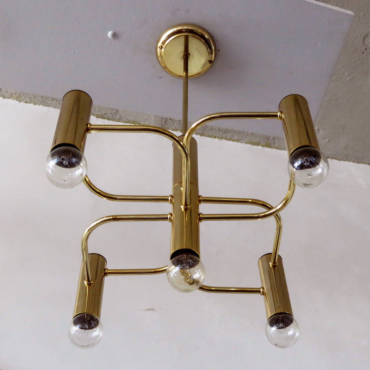 Boulanger Brass Chandelier In Excellent Condition In Los Angeles, CA