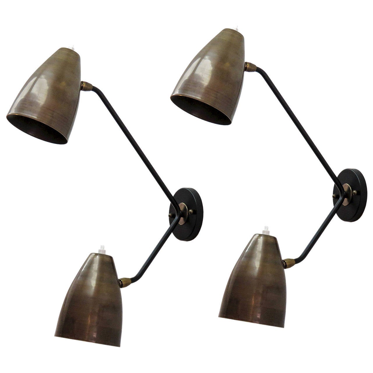 Double Arm Brass Wall Lights 'L3G' at 1stDibs