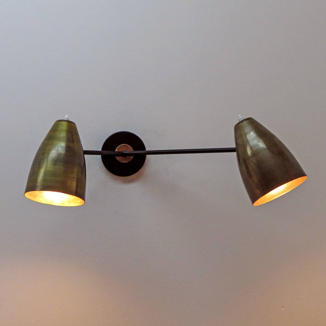 Double Arm Brass Wall Lights L3G at 1stdibs