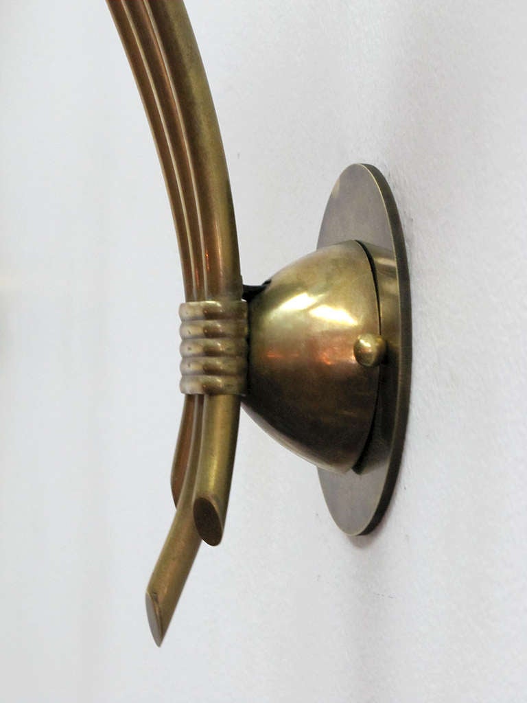 Brass Pair of German Triple Arm Wall Lights