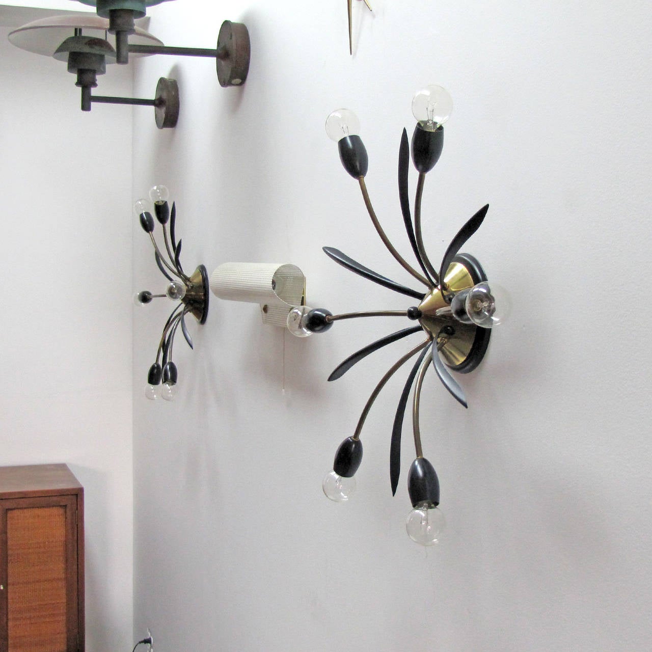 Mid-Century Modern Two Six-Arm Sputnik Lights