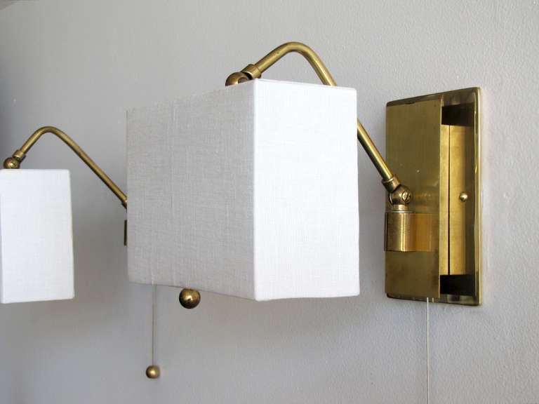 German Swing Arm Wall Lamps In Excellent Condition In Los Angeles, CA