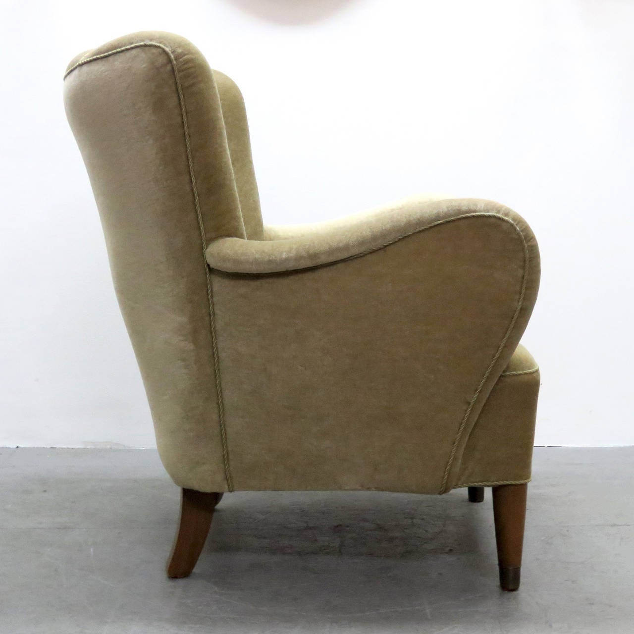 Brass Danish Mohair Club Chair, 1950