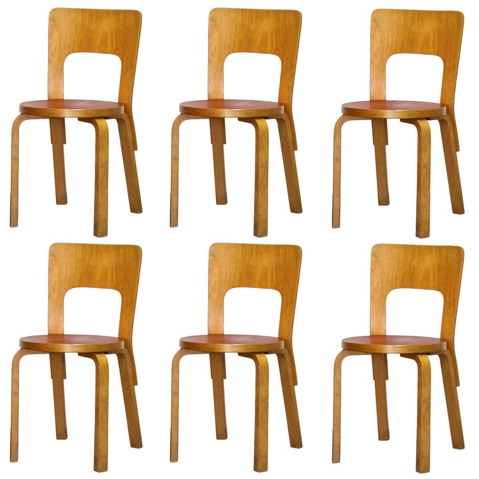 Set of Six Alvar Aalto Chairs